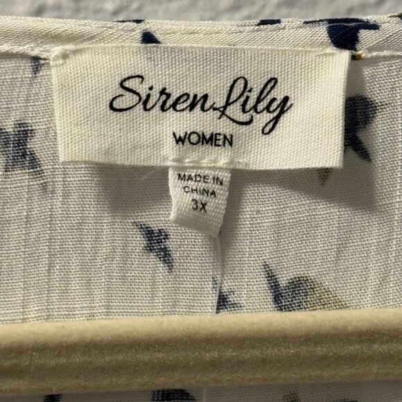 Siren Lily Blouse Sz 3X Bird Pattern Blouse With Zipper Neckline. NWT - Picture 4 of 12
